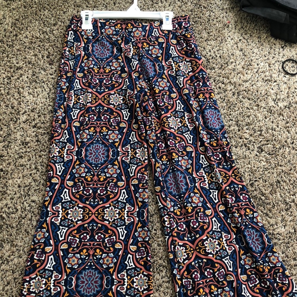 colorful stretchy pants that flare at the bottom